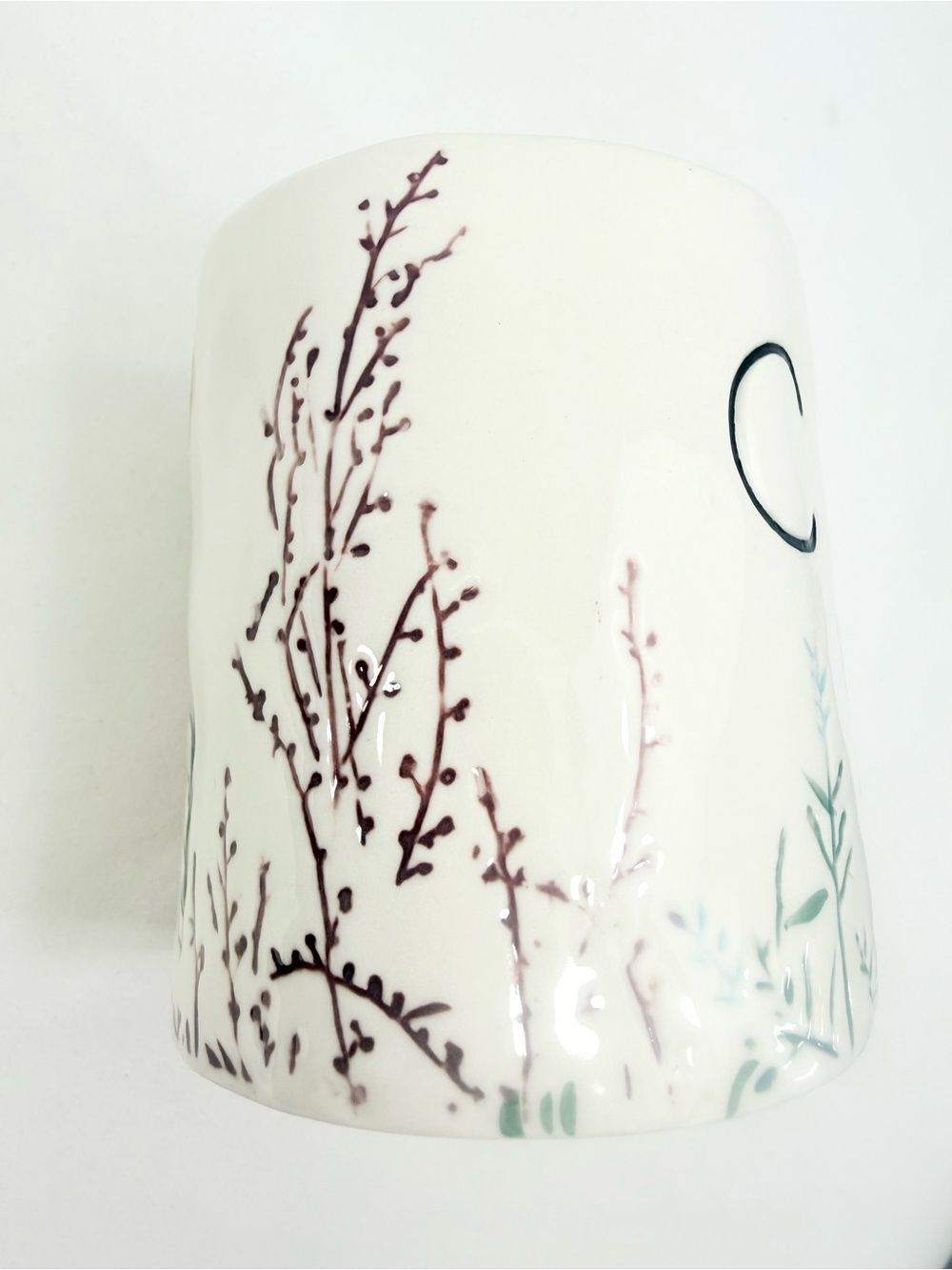 Anthropologie DAGNY Monogram Initial Letter C Textured Botanical Ceramic Mug - Picture 9 of 14